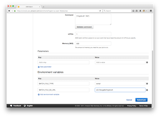 AWS Batch Jobs: validate and submit job